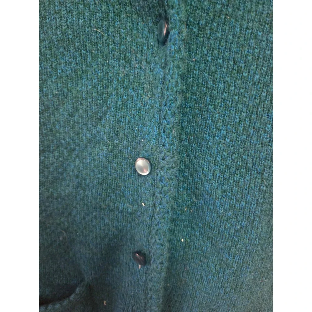 Vintage 1960s Teal Knit Sweater Vest Seapray Wool Blend Button Front Pockets Mod